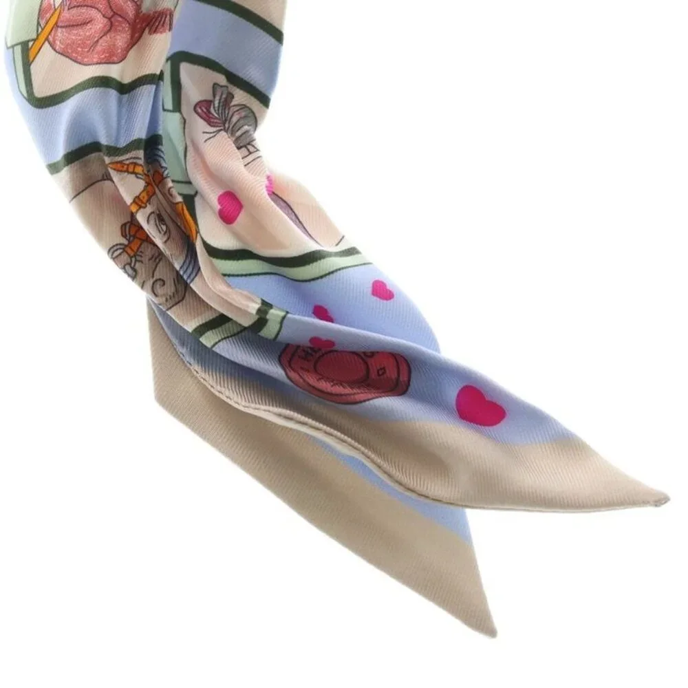 Hermes Twilly Story Silk Scarf Blue Multi Blue-multi - Picture 3 of 6